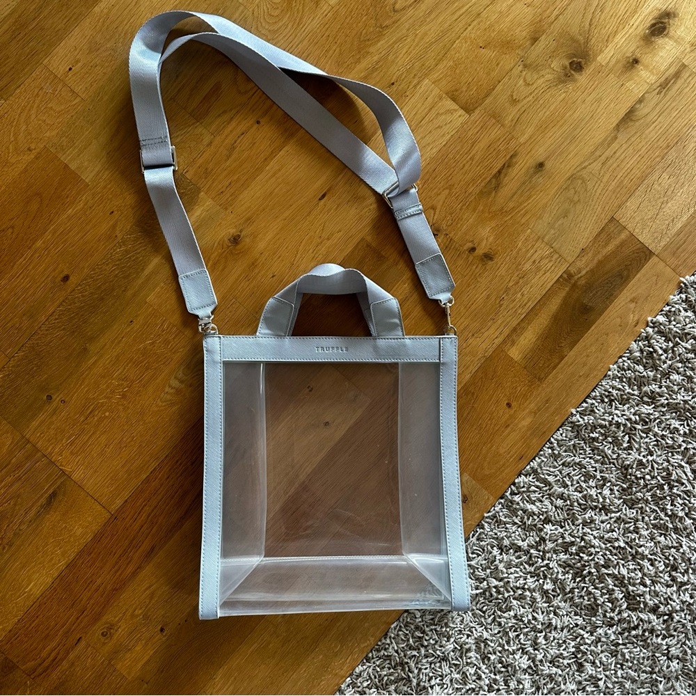 Truffle Clear Tote Bag with Gray Straps